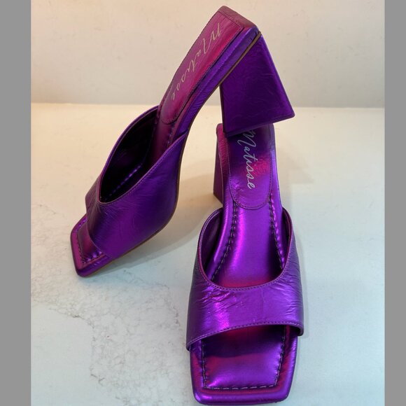 LIKE NEW! Matisse Regan Slide Sandal --Metallic Purple Block Heel -- Size 10 - Picture 6 of 9
